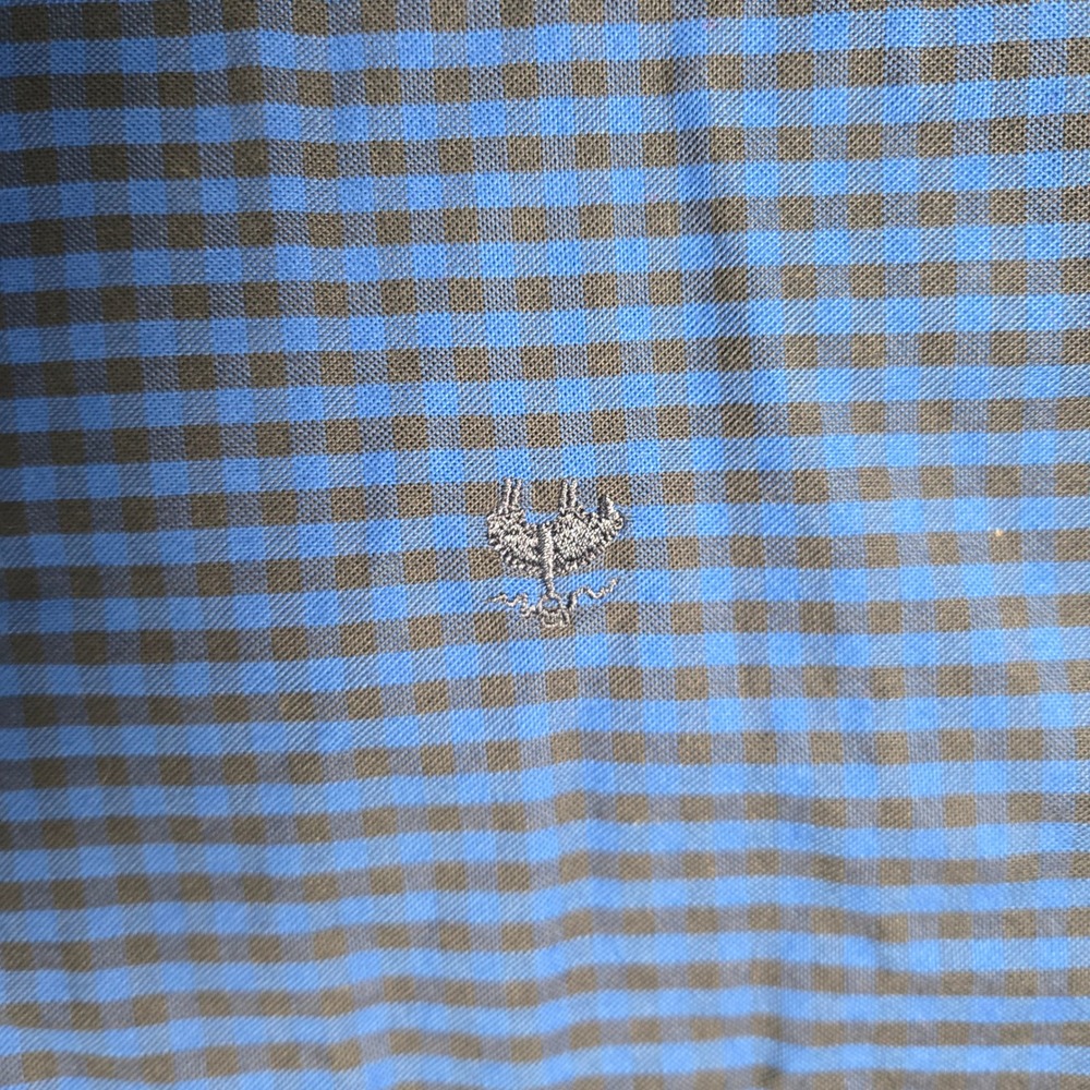 Brooks Brothers Milano Fit Shirt Mens Medium Blue Black Gingham Non-Iron Stretch - Picture 5 of 5